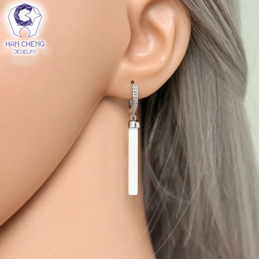 HanCheng цилиндрические золотые Висячие длинные висячие серьги с фианитами ААА
