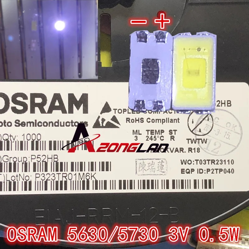 100 шт. OSRAM СВЕТОДИОДНЫЙ подсветка 0 5 Вт 5630 3 в холодный белый ЖК для ТВ приложения