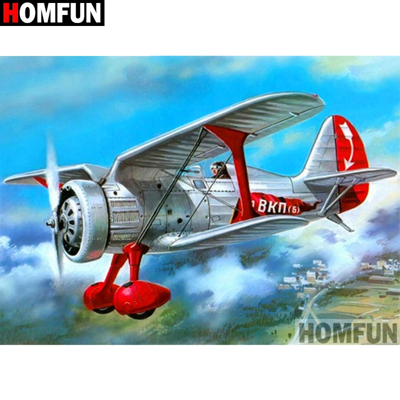 HOMFUN Full Square/Round Drill 5D DIY Diamond Painting &quotAircraft scenery&quot Embroidery Cross Stitch Home Decor Gift A16348 | Дом и сад