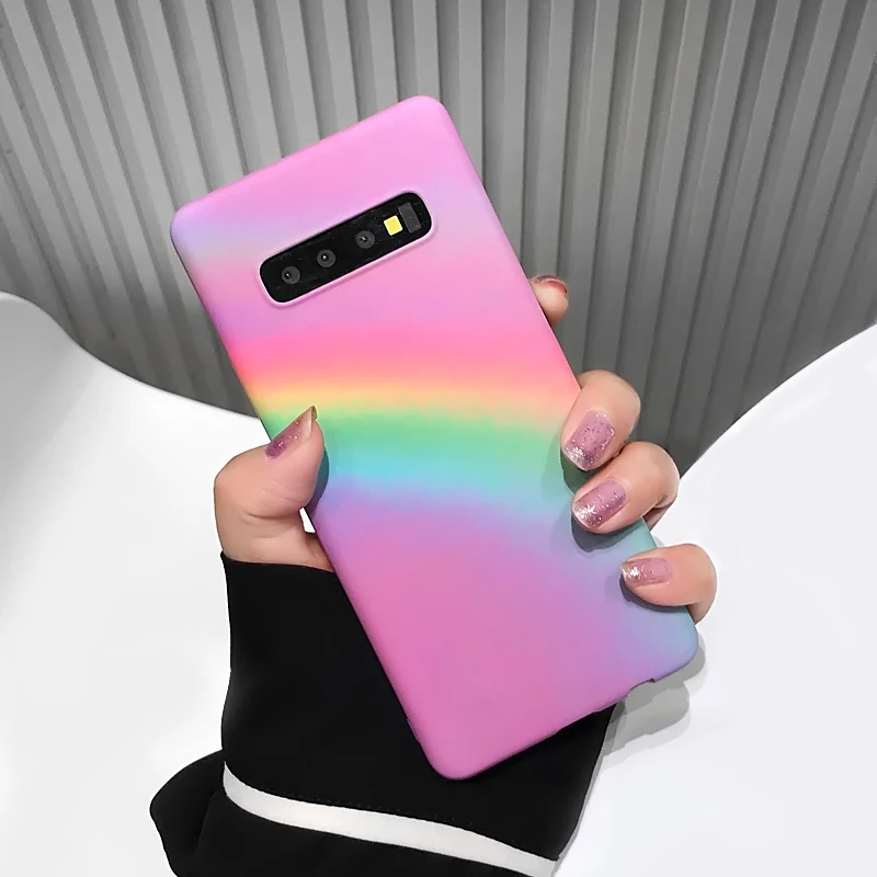 YHBBCASES для Samsung Galaxy S10 S8 S9 Plus модный Радужный чехол телефона Note 8 9 цветные жесткие
