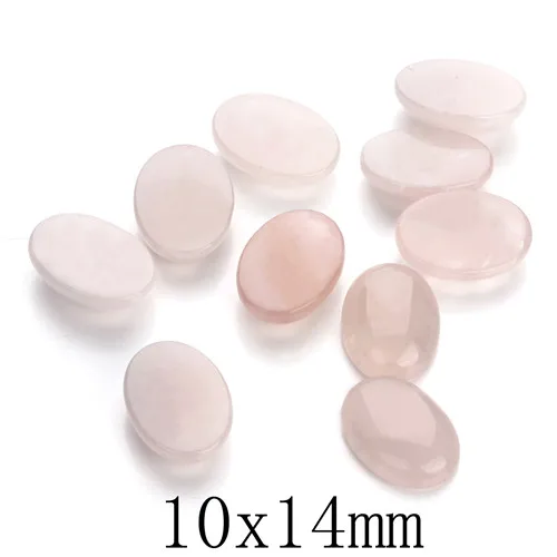 10x14mm 10 шт./лот, овальные кабошоны из натурального камня, плоский круглый розовый кристаллический кварц, кабошон, камея для ювелирных изделий, пустая основа - Цвет: 10x14mm