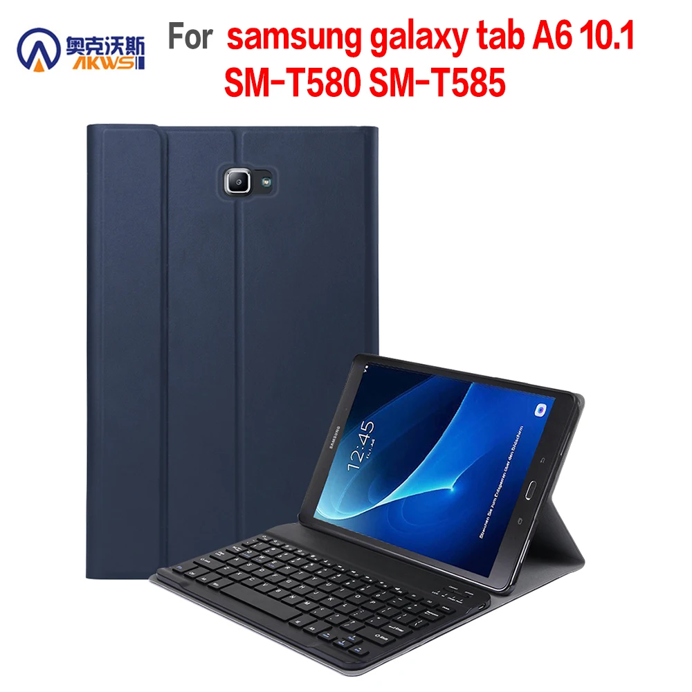 Ходунки Bluetooth клавиатура чехол для Samsung Galaxy Tab A 10 1 T580 T585 планшет съемный SM T585|Чехлы