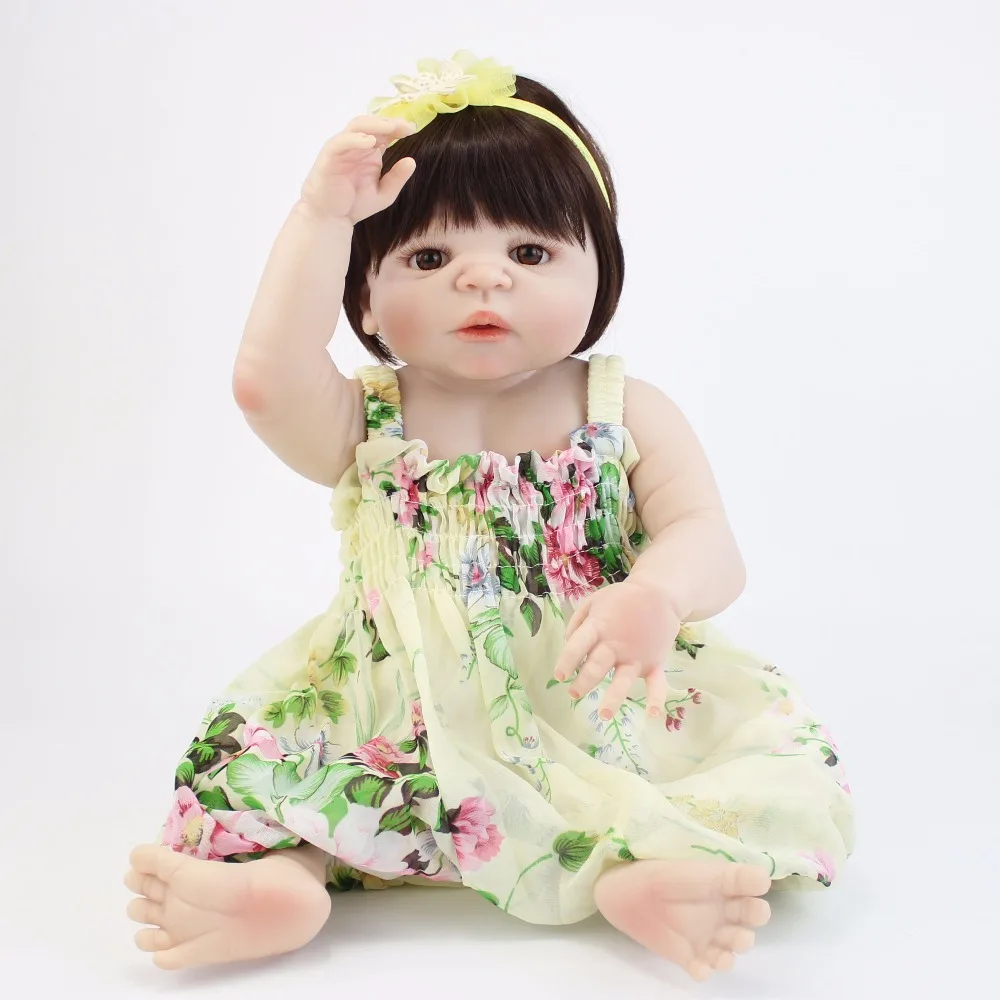 

55cm Full Silicone Vinyl Reborn Baby Doll Toy Realistic 22inch Newborn Princess Babies Girl Bonecas Bebe Alive Bathe Bedtime Toy