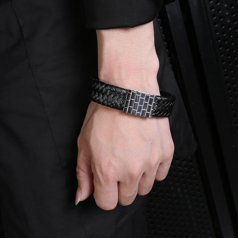 Mozo Fashion Jewelry Для мужчин ретро браслет из кожи с волнистым узором с крупной пряжкой Браслеты& Браслеты человек черные Китая по оптовым ценам браслет PS2029