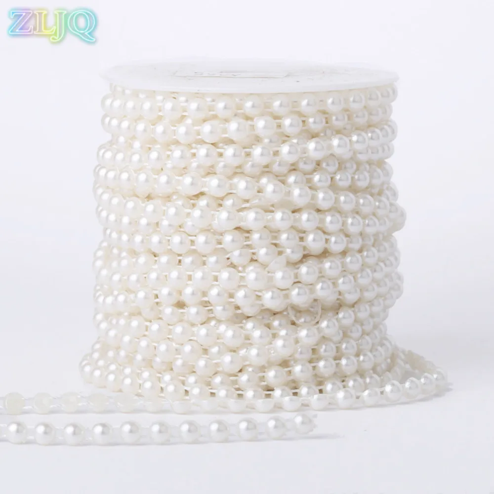 ZLJQ 25m Wedding Pearl Roll Garland 6mm Beads DIY Flowers Birthday Party Decoration Christmas Festival Event Supplies Gift 7D | Дом и сад
