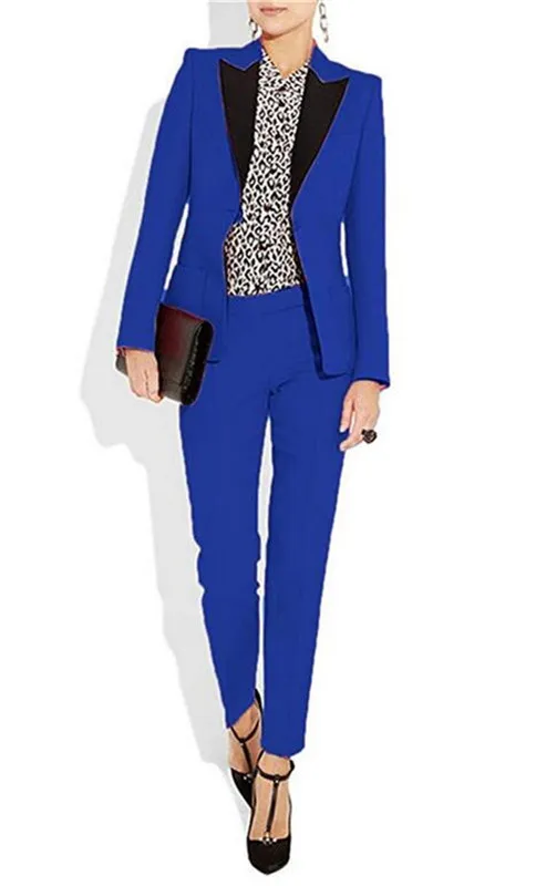 Custom Made Business Pant Suits for Women Plus Size Ladies Pantsuit Blazer+Pants for Work Royal Blue Pantsuit for Wedding Party