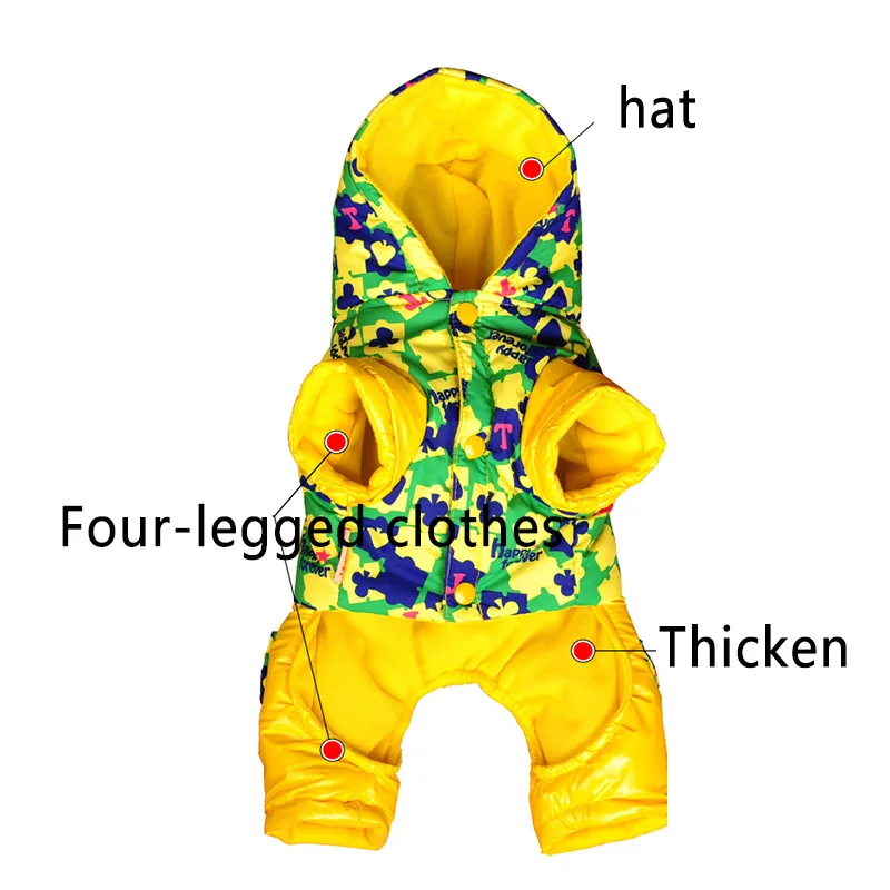 Hot Sale Winter Overalls for Dogs Super Warm Small Waterproof Dog Coat Thicker Cotton Jumpsuit Hoodies Chihuahua | Дом и сад