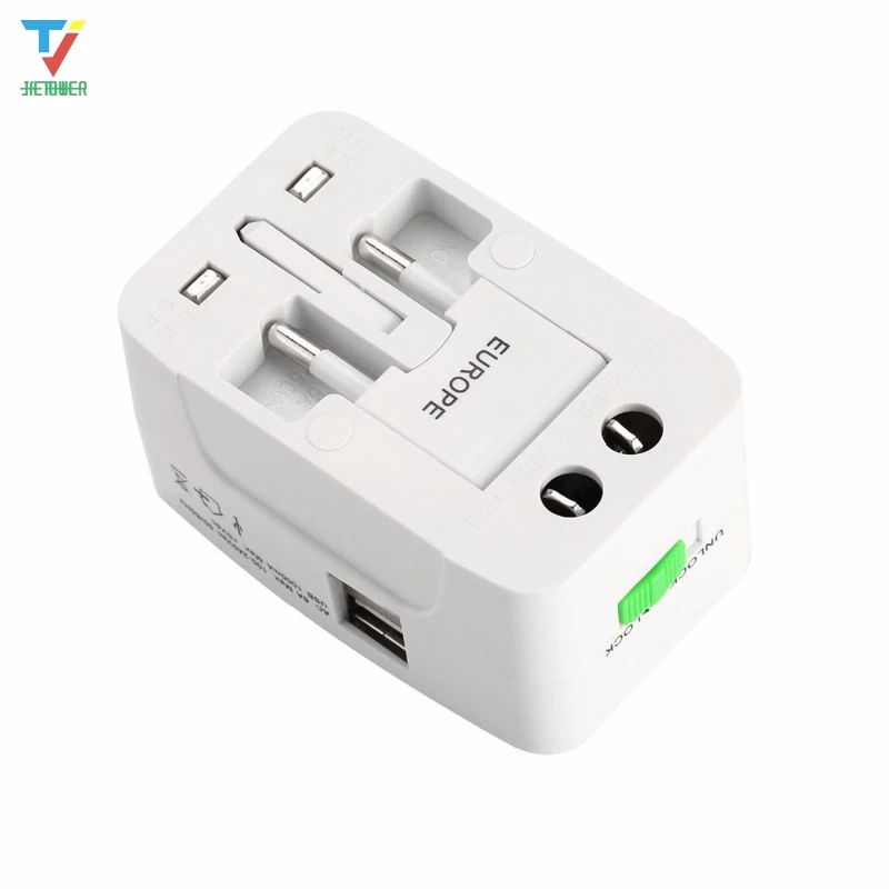 100 шт./лот универсальный международный переходник с 2 USB-портами дорожный адаптер