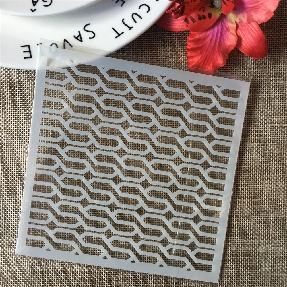 5" Geometry Pin Texture DIY Layering Stencils Wall Painting Scrapbook Coloring Embossing Album Decorative Paper Card Template |