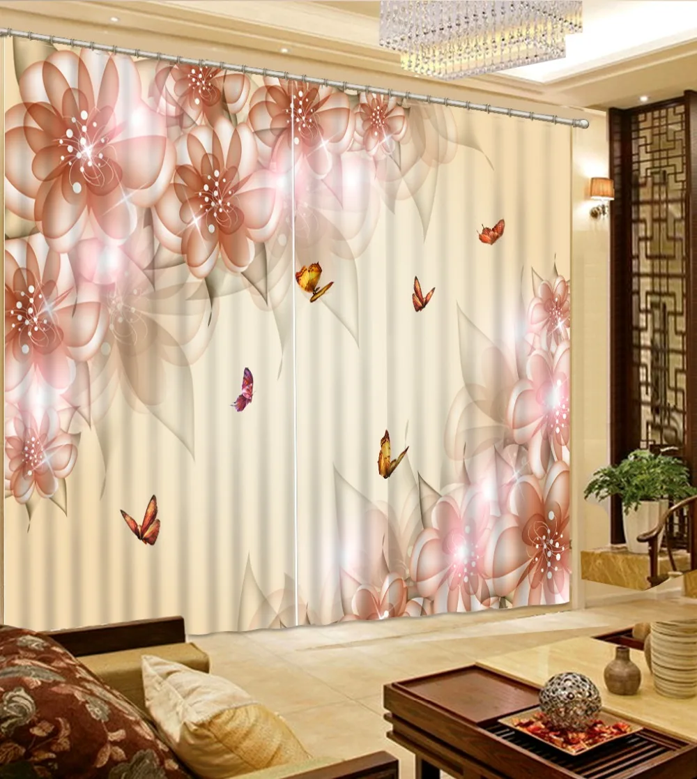 

3D Window Curtains Blackout fabric Floral Drapes For Living curtain room Wedding Bedroom Customized Size for Lovers and Families
