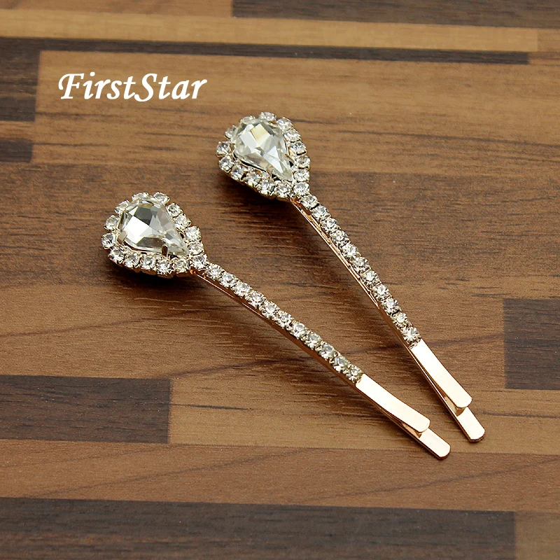 1 пара модные женские сланцы для волос FirstStar в форме капли воды заколка с