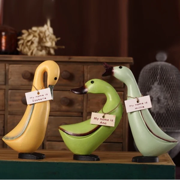 Creative cute wooden duck statue / miniature decoration sculpture wedding gift garden toy house model children's toys | Дом и сад
