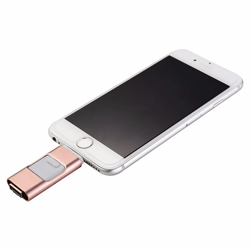Usb flash drive 64 ГБ телефон otg для iphone 7 6 6s 8 ГБ 16 ГБ 32 ГБ Молнии Металла Pen Drive U Диск для iOS10 memory stick 128 ГБ