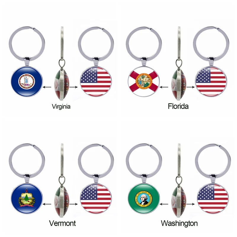 Canuomen Virginia State брелок для ключей флаг Florida Vermont Washington США 50 стеклянный