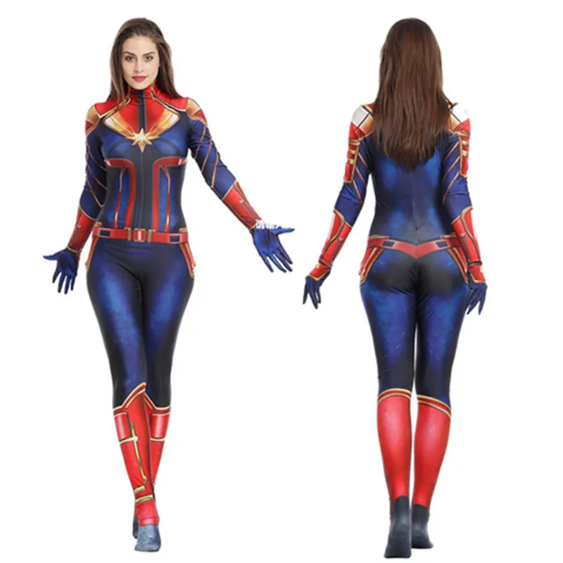 Marvel Captain 3D супер герой Косплей с длинным рукавом Женские комплекты для йоги боди