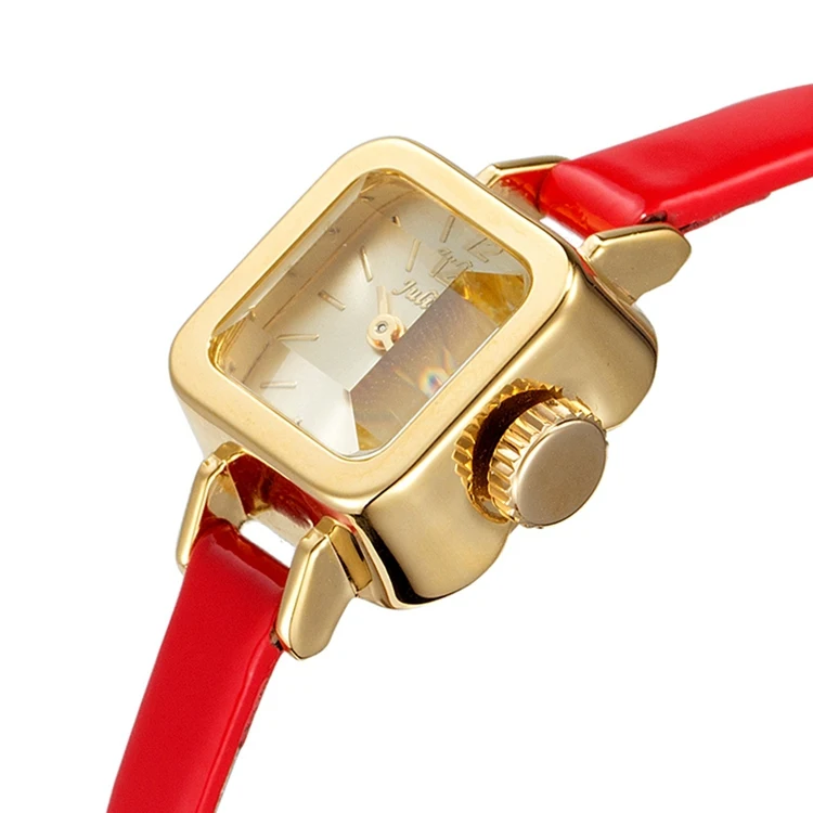 Элитный Бренд Julius Для женщин часы кожаный ремешок Мода Повседневная Женская