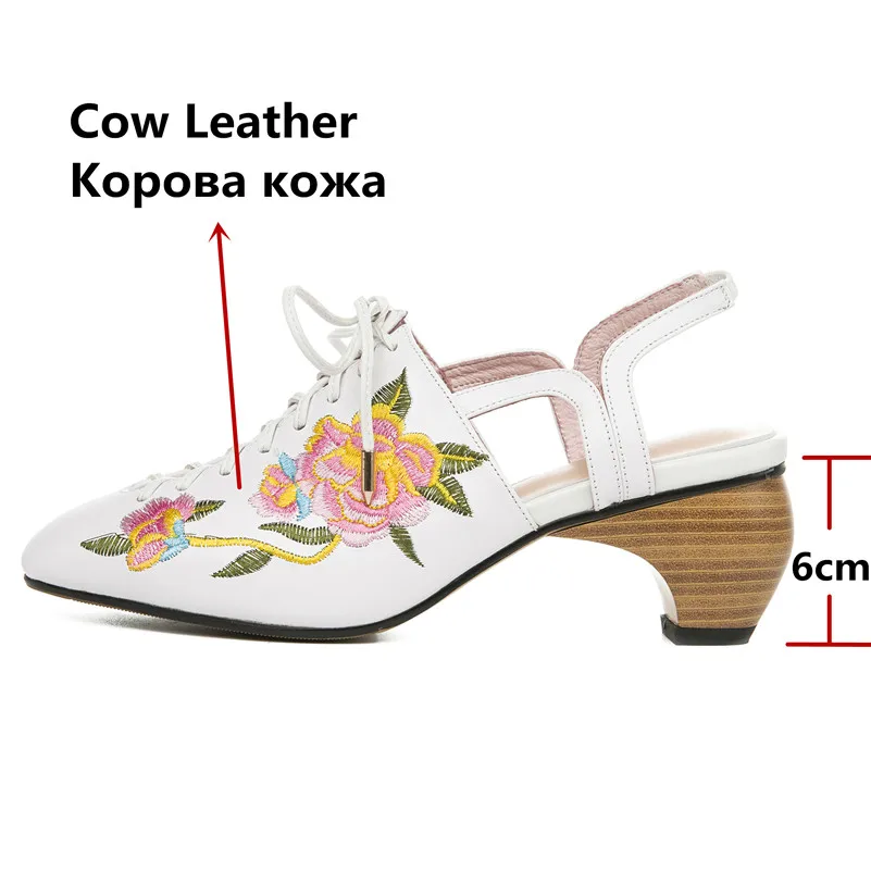 Женские туфли лодочки FEDONAS классические винтажные из натуральной кожи с цветами