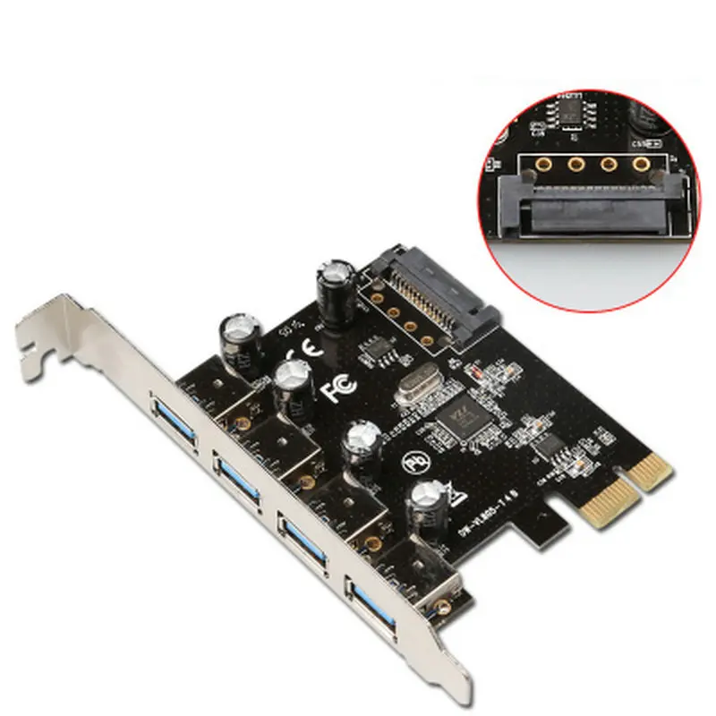 4 порта USB3.0 к PCI-E PCI Express контроллер Райзер адаптер карты PCIE для настольного ПК |