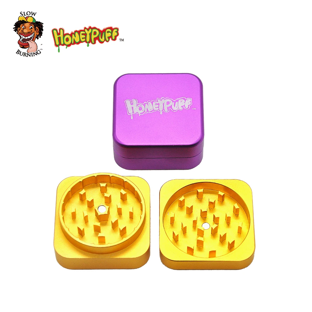 HONEYPUFF алюминий 45 мм 2 слоя квадратной формы травы шлифовальные станки специй