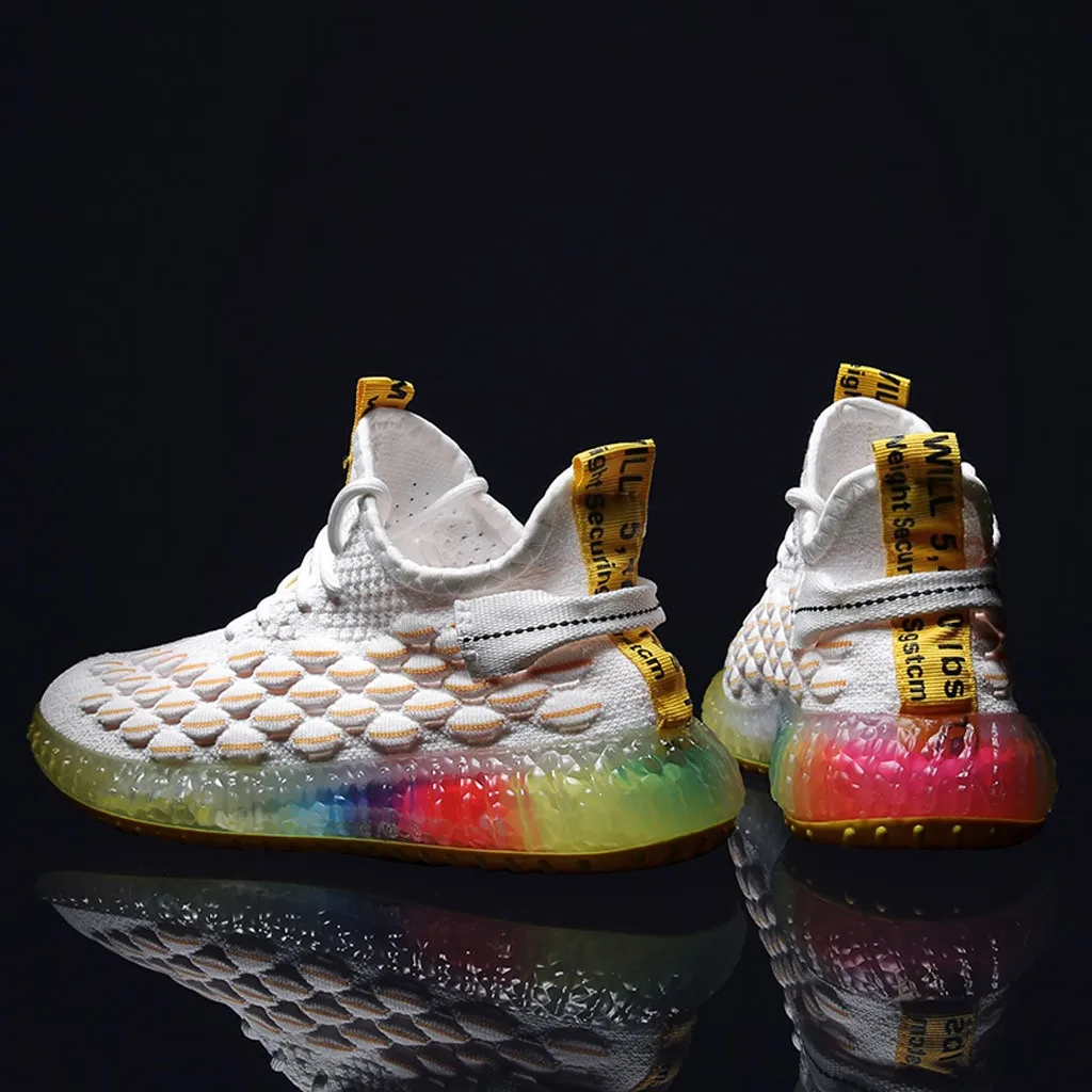 New Man Casual Sneakers Men's Vulcanize Shoes Fashion Rainbow Jelly Soles Men Sneakers Outdoor Breathable Men Shoes