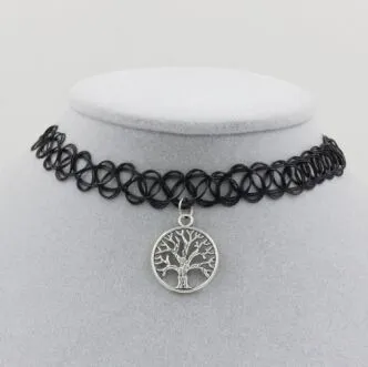 Женское колье чокер с татуировками черное винтажное ожерелье золотого цвета из