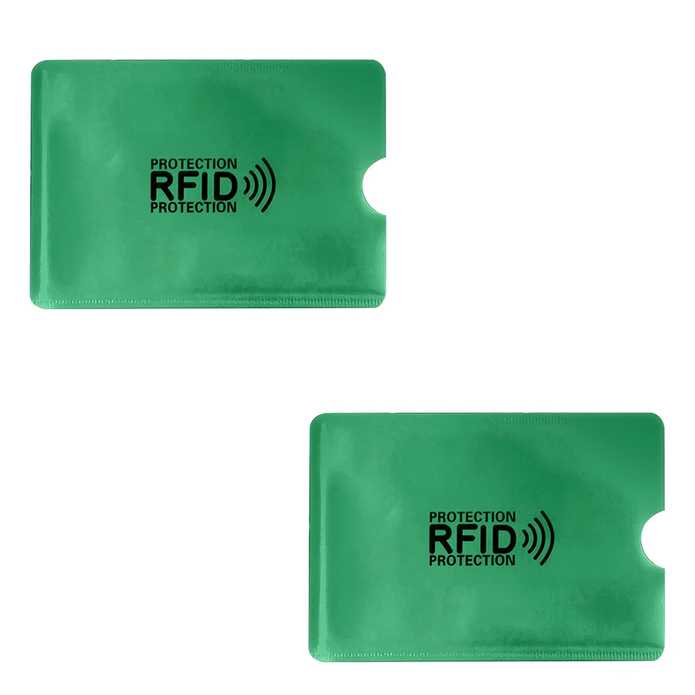 1-10 шт Анти Rfid считыватель замок кошелек Блокировка кредитный Id держатель для карт банк защитный Алюминиевый металлический корпус для карт Поддержка NFC 6,2*9,2 - Цвет: Green 2 pcs