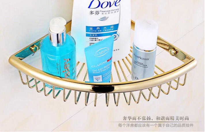 Top high quality total brass material gold finished bathroom shelves basket holder soap accessories | Обустройство дома