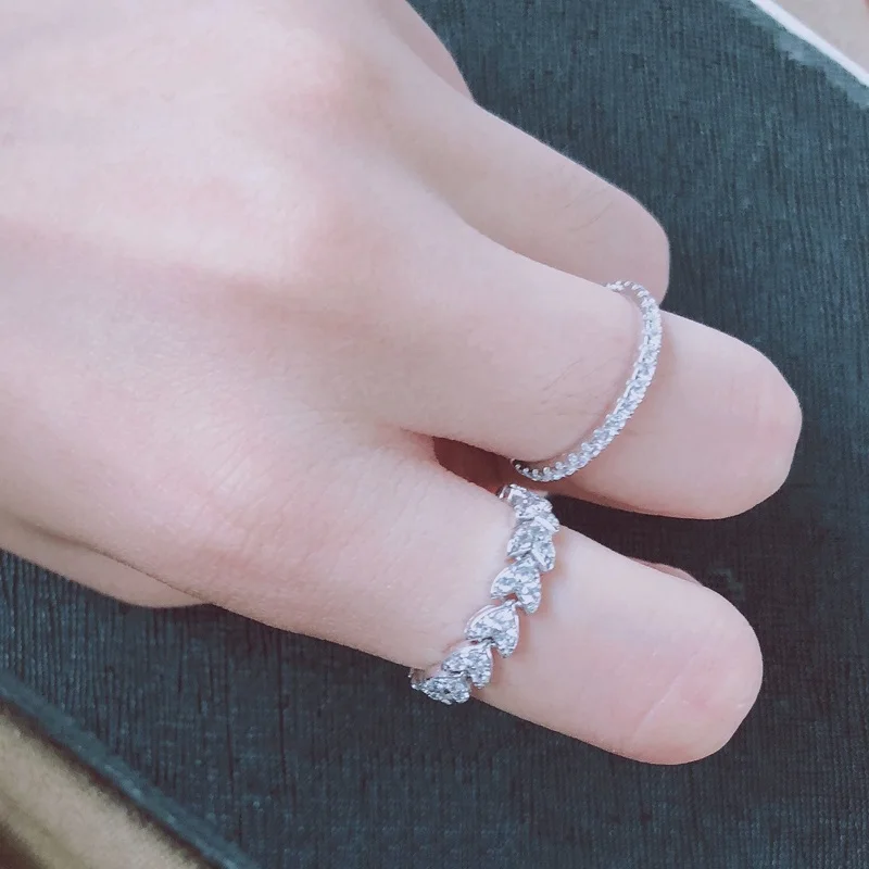Модное медное кольцо на палец с цирконом AAA в виде оливы Листьев пшеницы ушей