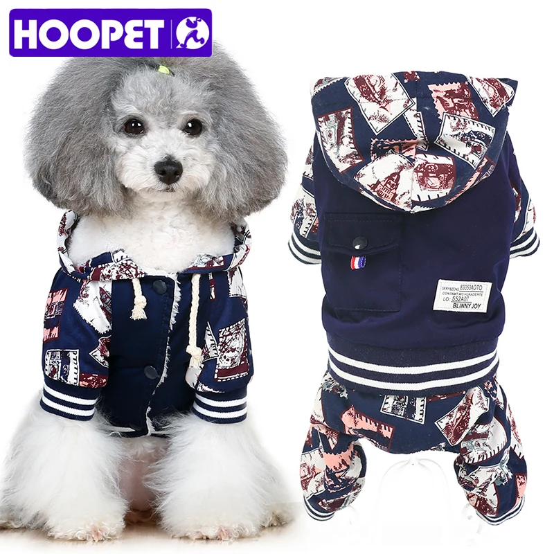 HOOPET/худи для домашних собак теплые милые штампы с зимней тематикой костюм