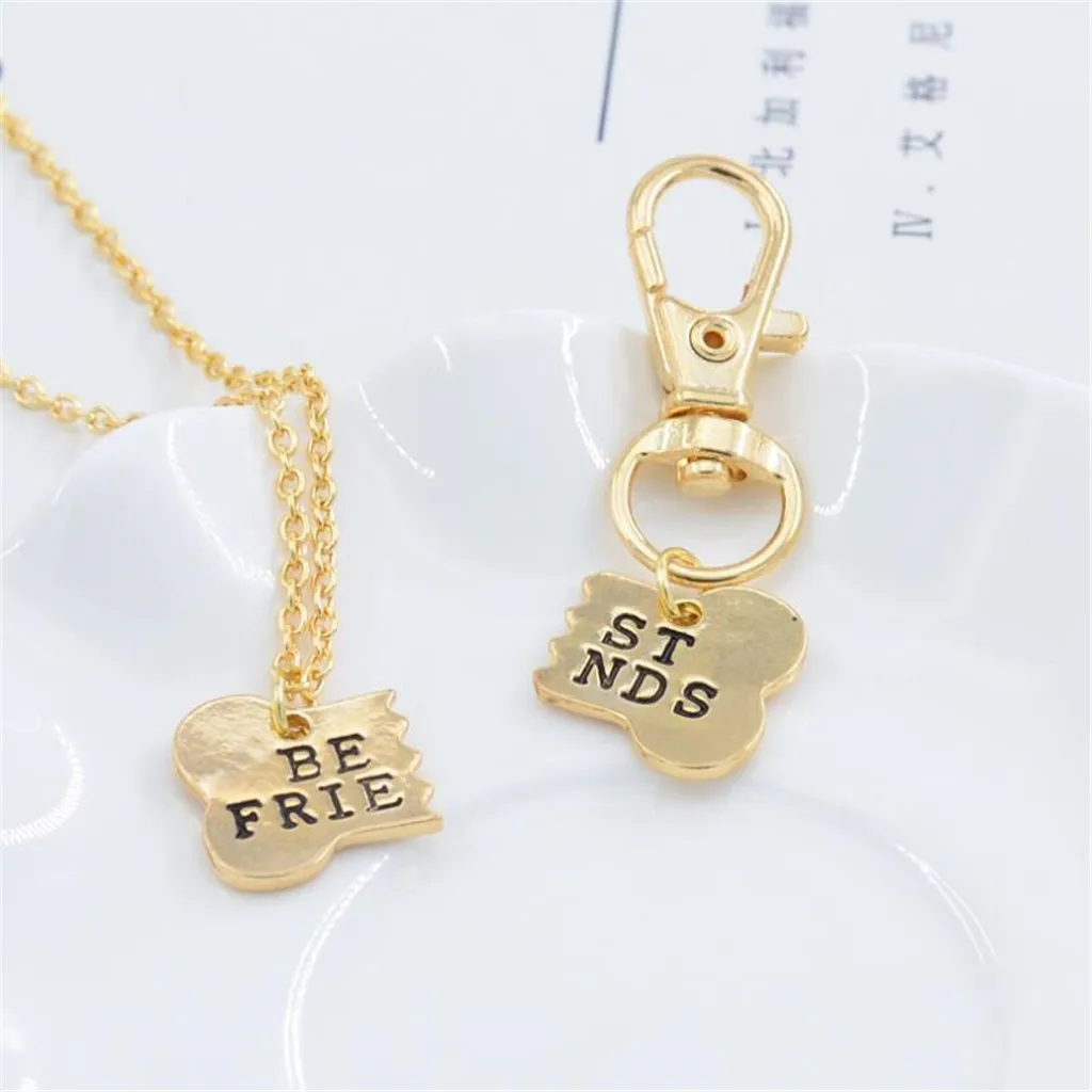 design 2 pcs Best Friends Matching Necklace &amp Dog Tag Clip Bone Key Chain Friendship Fashion Jewelry gift for women | Украшения и