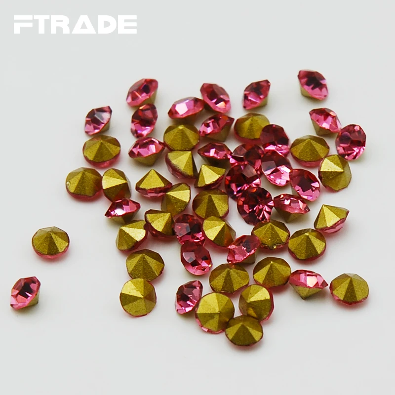 Акция! Высококачественные стразы в форме конуса сзади роза цвет кристалл шатон