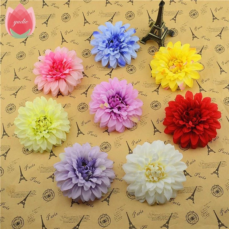 Дешевые 5 шт. шелковые искусственные георгины корсаж цветы головка для