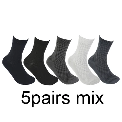 5 pairs mix 10 пар/лот, высококачественные мужские носки из бамбукового волокна, носки для счастливого человека, мужские зимние теплые длинные носки, черные чулки в подарок - Цвет: 5 pairs mix
