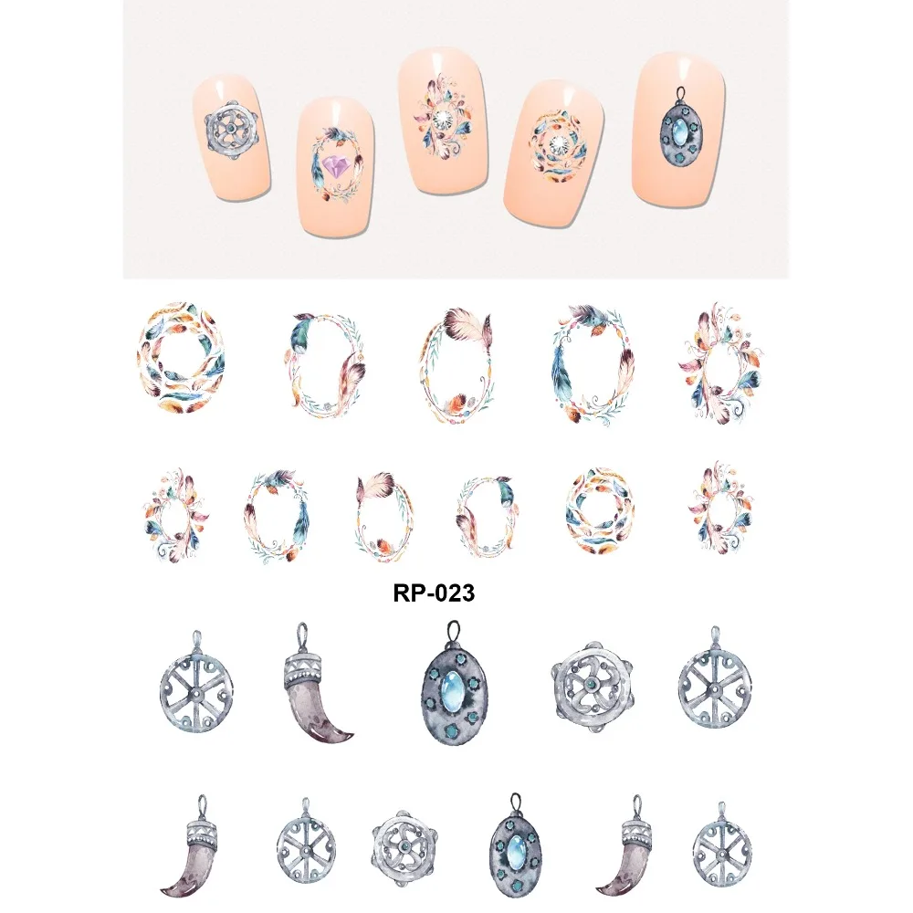 Красивая водная наклейка для дизайна ногтей слайдер птица перо павлина