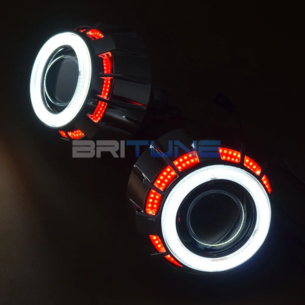 Линзы для фар ангельские глазки HID, линзы для проектора 2,5 WST 8,0, двойной комплект COB для H7 H4, автомобильные аксессуары, модифицированный, сделай сам, H1 HID Xenon