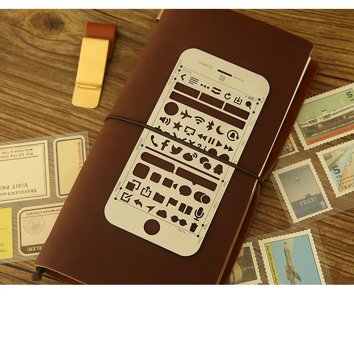 5 стилей iPhone 6/6 s веб-ui кошка вырез рисунок Трафареты Металл DIY правитель Закладки для Тетрадь планировщик эскиз нержавеющая сталь
