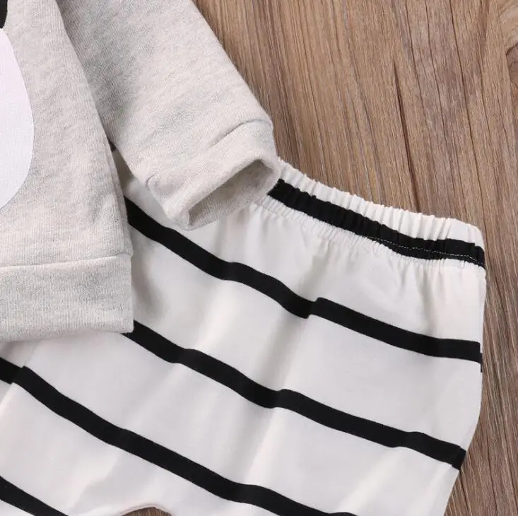 Ins AliExpress Kids Children's Panda Striped Long Sleeve Set Girls' Navy T-shirt Haren Pants Two-piece | Детская одежда и