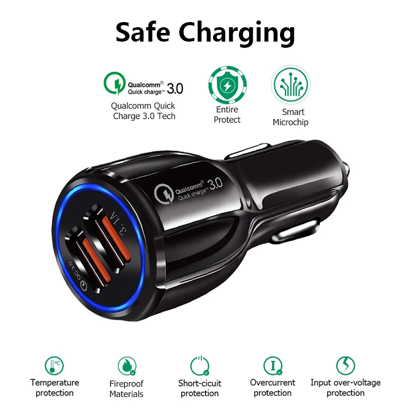 Автомобильное зарядное устройство с двумя USB портами 30 Вт 3 0 А|Зарядные