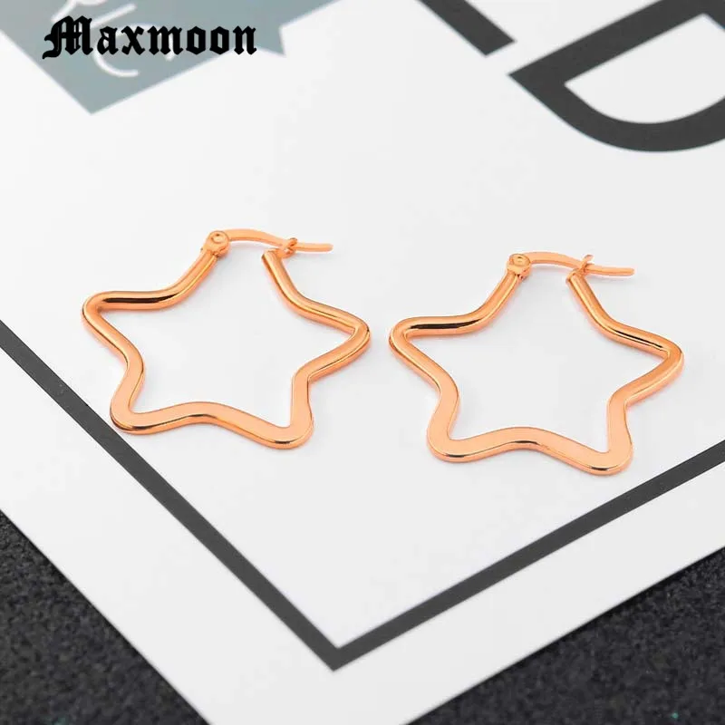 Maxmoon модные золотые и серебряные большие серьги кольца в форме звезды крупные