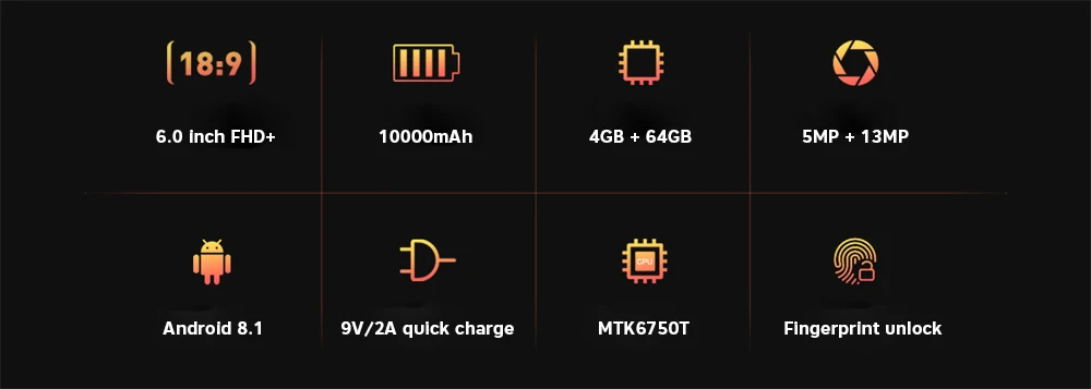 Мобильный телефон OUKITEL K7 4G, 10000 мАч, 6,0 дюйма, Android 8,1, Восьмиядерный процессор MTK6750T, 4 Гб+ 64 ГБ, 13 МП+ 2 МП, задняя камера, отпечаток пальца, мобильный телефон