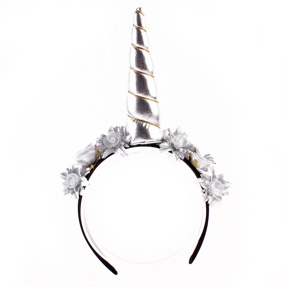 Fashion Headband Rainbow Unicorn Horn Hairband Flower Glitter Easter Bonus Party Gift Beautiful Kids Hair Accessoriess | Детская одежда