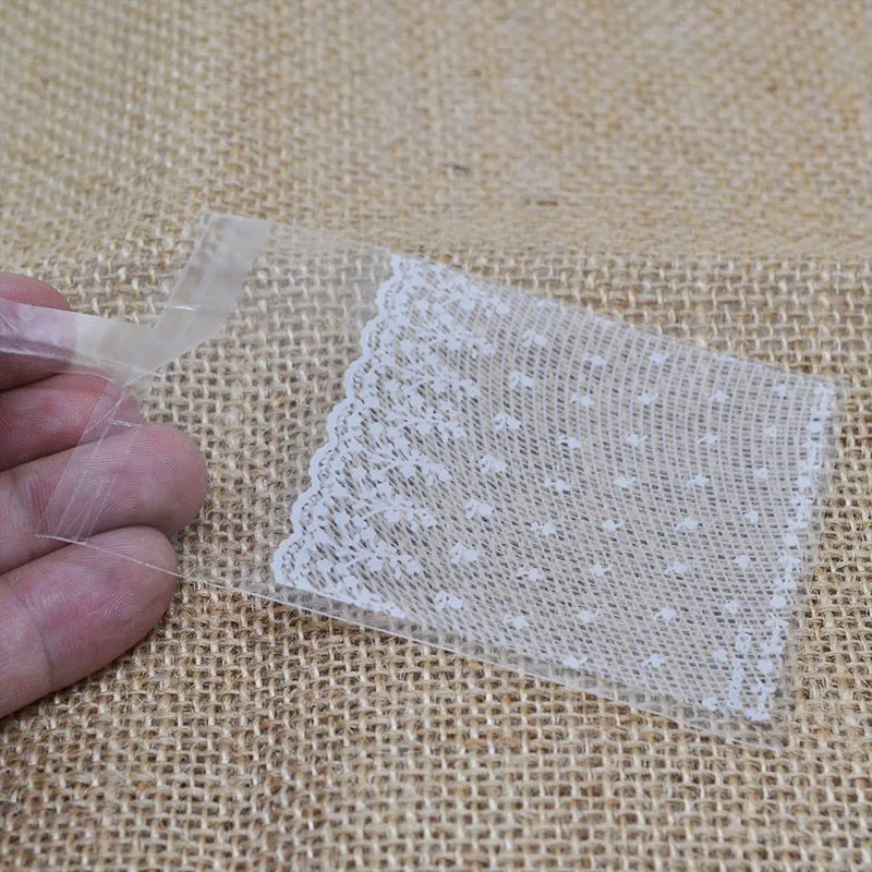 100 шт./лот белая кружевная конфетная Подарочная сумка для печенья DIY пластиковая