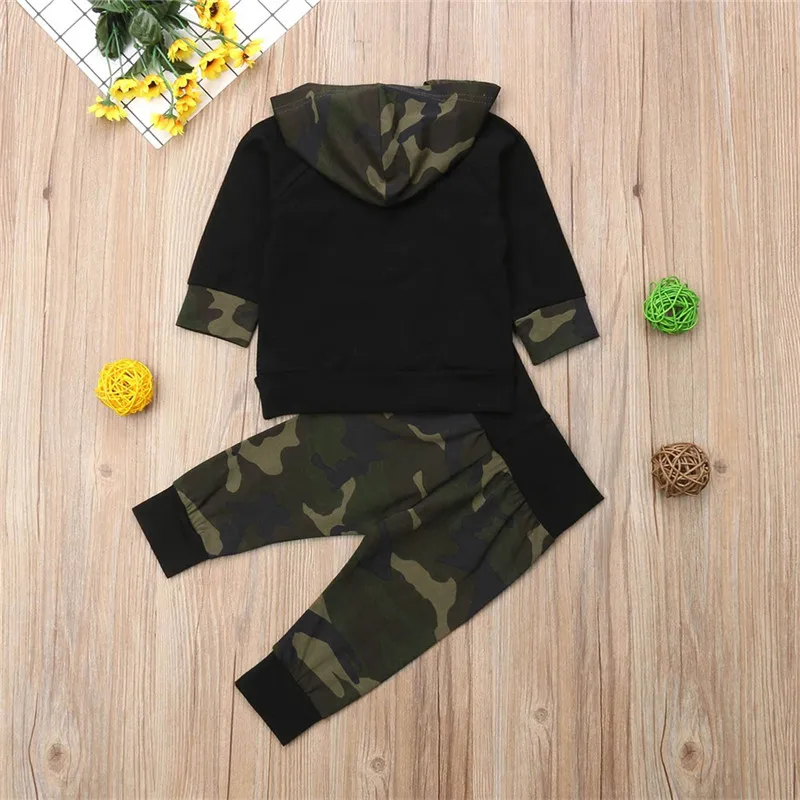 Winter &amp Spring Autumn Baby Boys Girl Clothes Set Fashion Boy Long Sleeve Hooded Tops Sweatshirt+Pants 2Pcs Camo | Детская одежда и