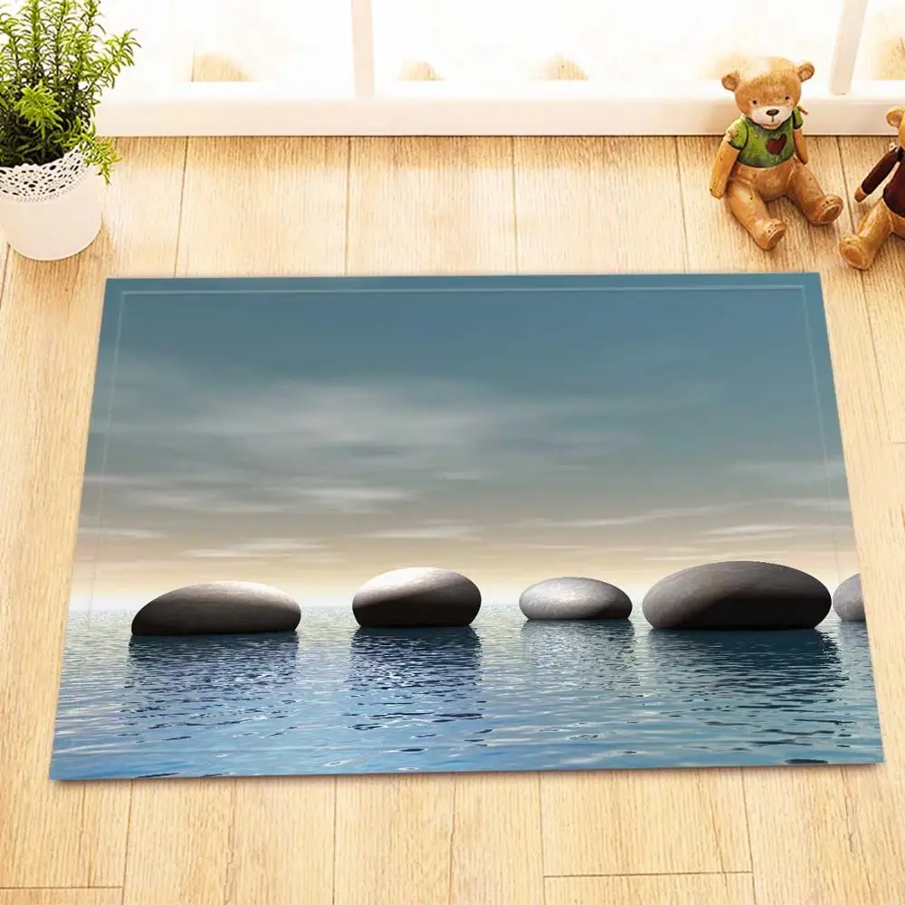 water zen 6511 LB 60*40 белый Свеча двери пол коврики цветок камень дзен сад бамбуковых листьев Ванная комната Кухня Спальня туалет ковры для гостиная - Цвет: water zen 6511