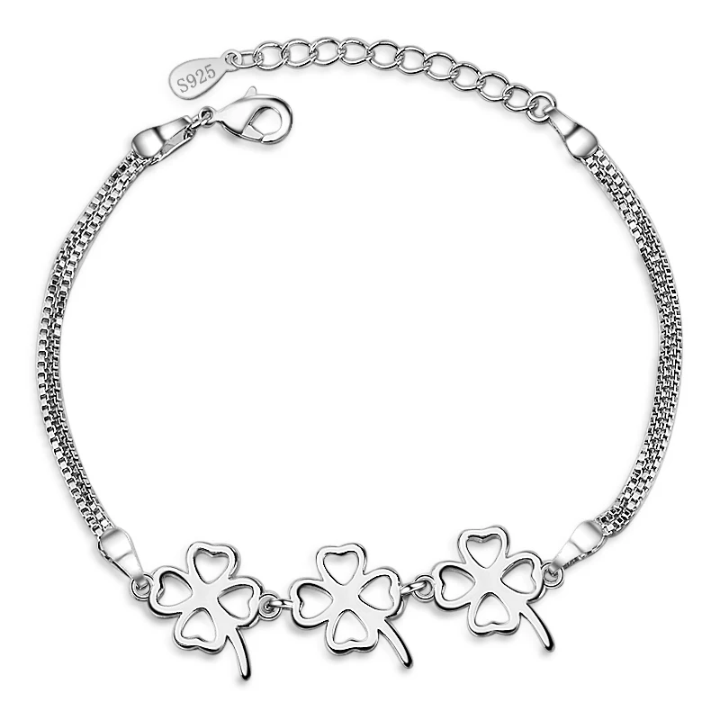 Женский браслет с серебряным покрытием Love Clover популярный аксессуар для вечерние
