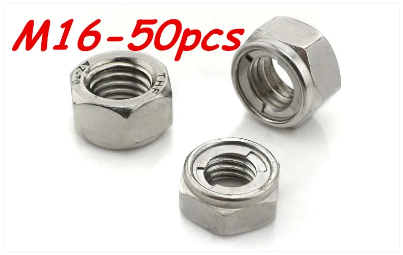 

Metric M16 304 Stainless Steel Metal Lock Insert Nuts 50Pcs/Lot Free Shipping