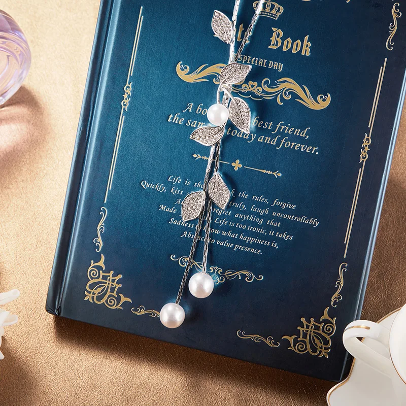 Liber Aedon женское ожерелье Simluated pearl фианит лист кулон серебряный цвет свитер цепь