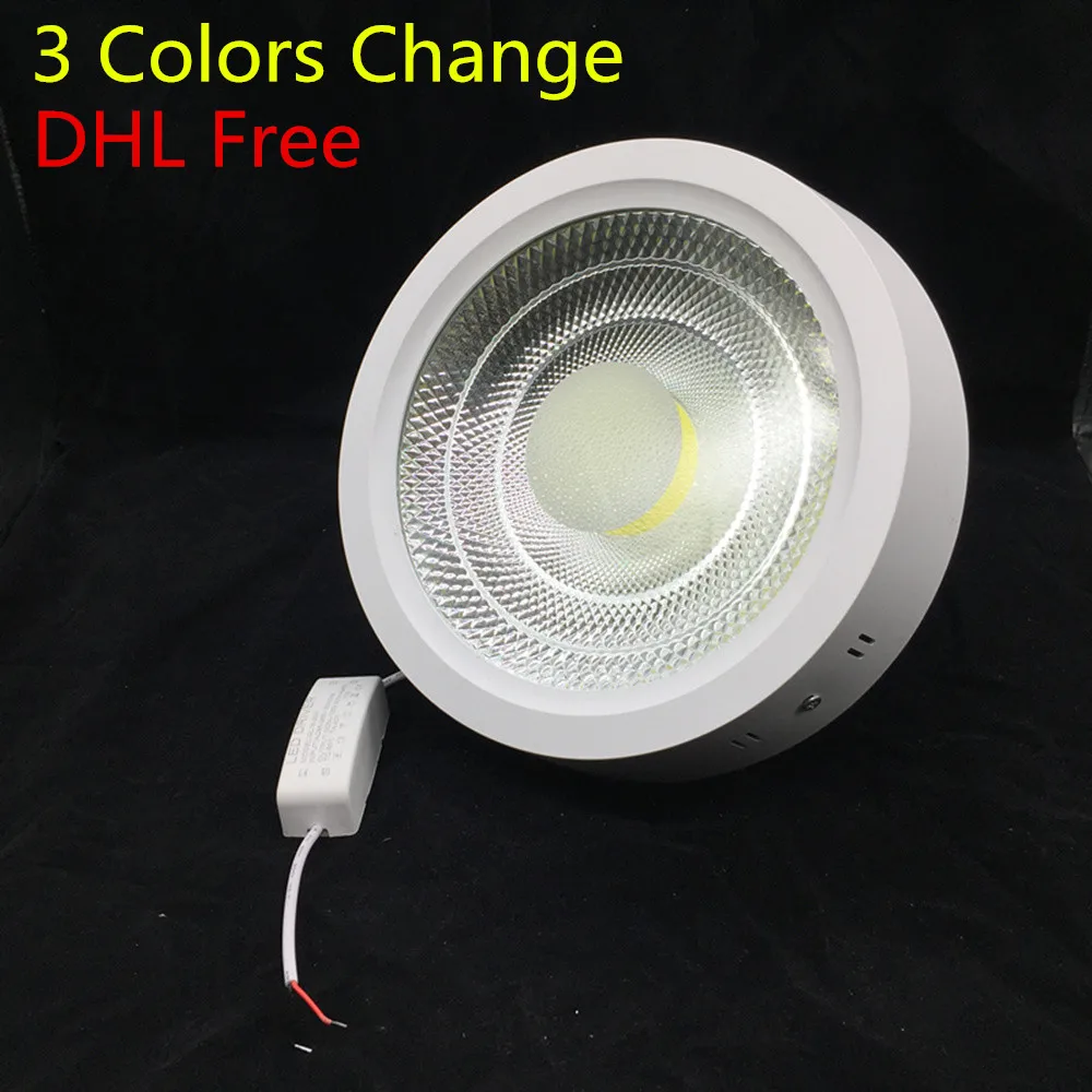 

10Pcs 10W 15W Suface Mounted LED Ceiling Panel light 3 Colors Change (3000K/4000K/6000K) AC110V-240V LED Downlight DHL Free