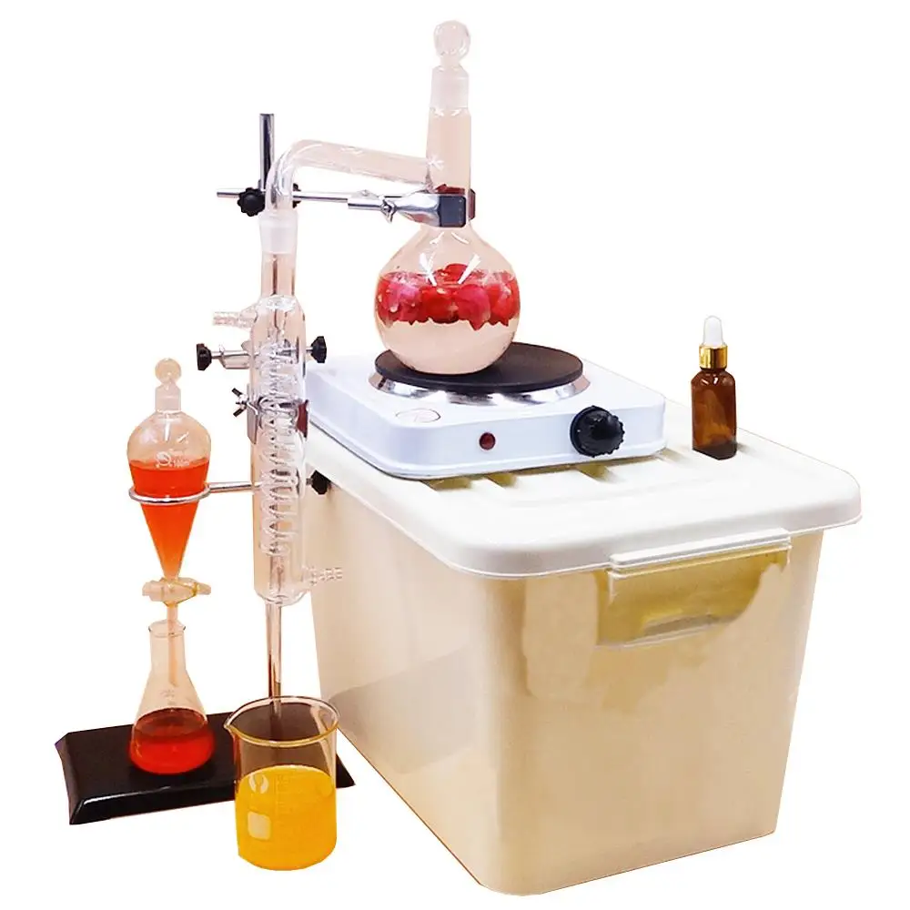 

500ml 1000ml New Lab Essential Oil Pure Water Distillation Glassware Apparatus