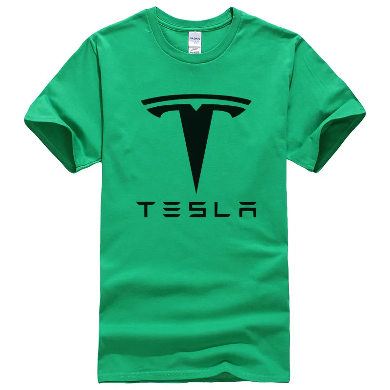 green Новинка, Tesla, мужские футболки, короткий рукав, круглый вырез, с буквенным принтом, хлопок, мужские футболки, повседневная футболка для мальчиков, топы, много цветов, T134 - Цвет: green
